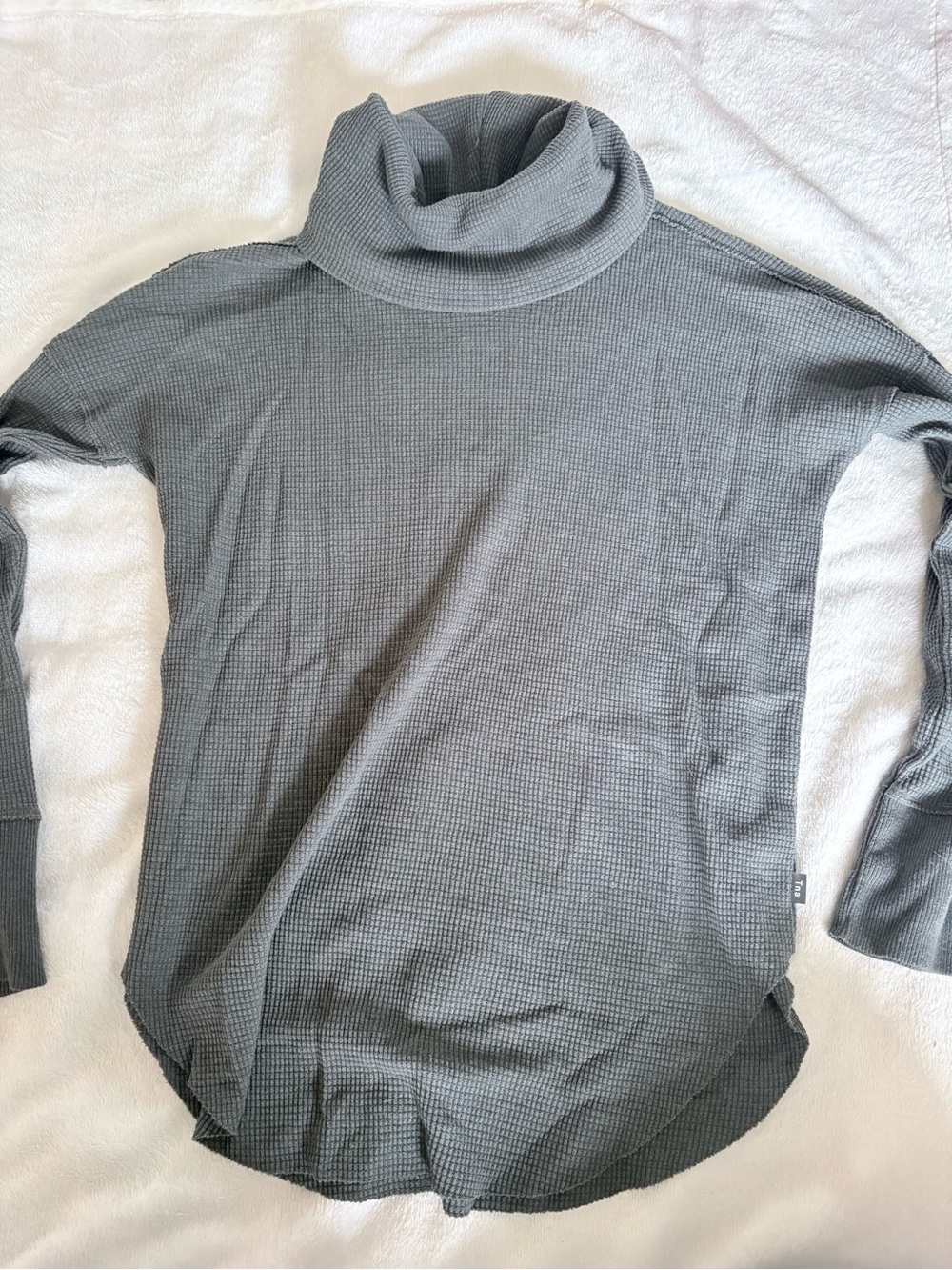 Olive Green Waffle Knit Turtleneck Top